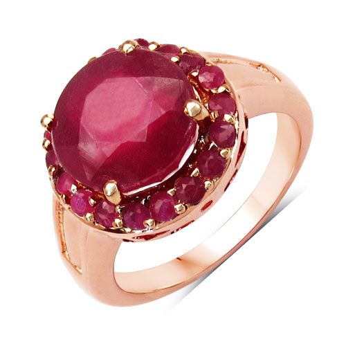 Ruby-5.01 Carat Glass Filled Ruby .925 Sterling Silver Ring