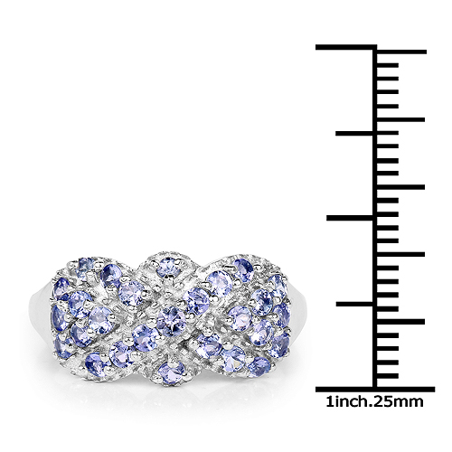 0.96 Carat Genuine Tanzanite .925 Sterling Silver Ring
