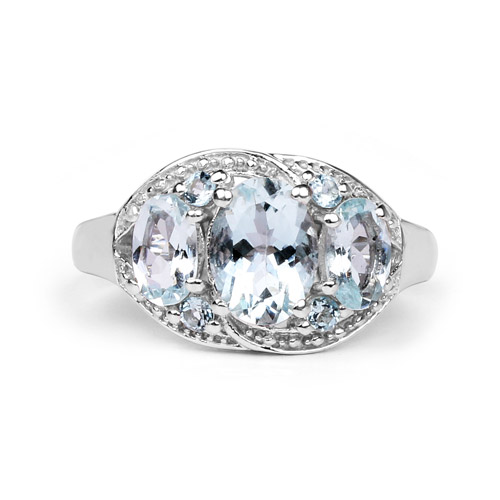 2.14 Carat Genuine Aquamarine .925 Sterling Silver Ring