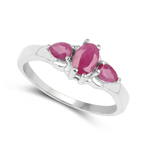 0.92 Carat Genuine Ruby .925 Sterling Silver Ring