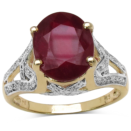 Ruby-14K Yellow Gold Plated 4.00 Carat Genuine Ruby .925 Sterling Silver Ring