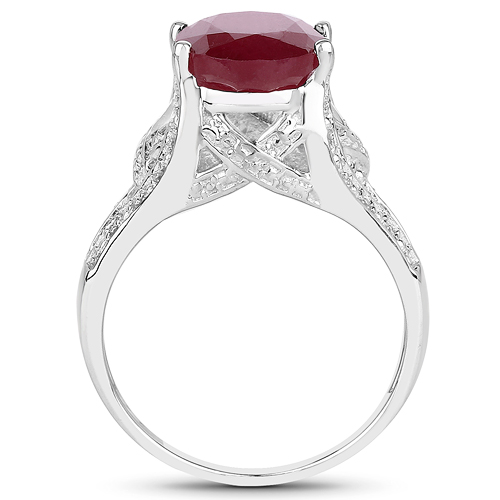 4.00 Carat Genuine Glass Filled Ruby .925 Sterling Silver Ring