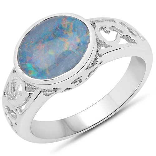 Opal-1.85 Carat Genuine Opal .925 Sterling Silver Ring