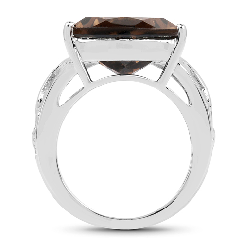 6.91 Carat Genuine Smoky Quartz .925 Sterling Silver Ring