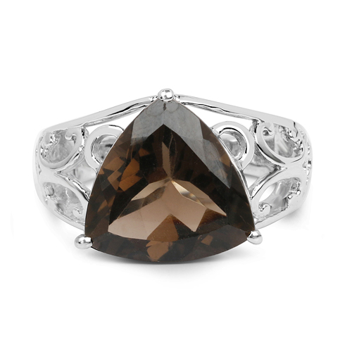 6.91 Carat Genuine Smoky Quartz .925 Sterling Silver Ring