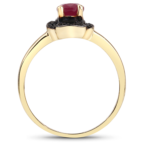 0.94 Carat Glass Filled Ruby and Black Spinel .925 Sterling Silver Ring