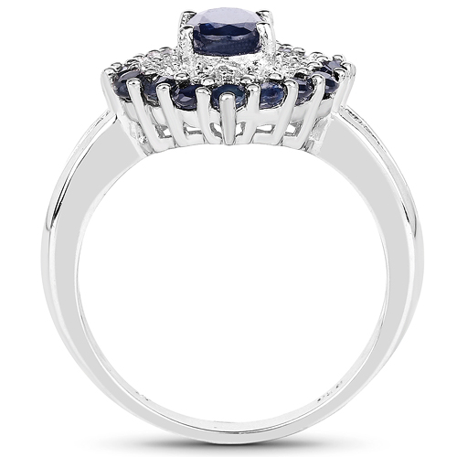 1.76 Carat Genuine Blue Sapphire .925 Sterling Silver Ring