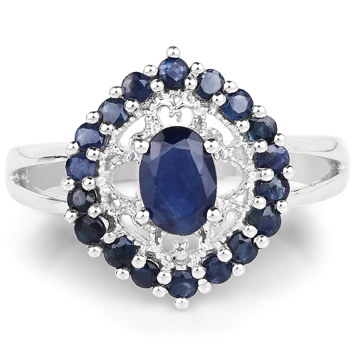 1.76 Carat Genuine Blue Sapphire .925 Sterling Silver Ring