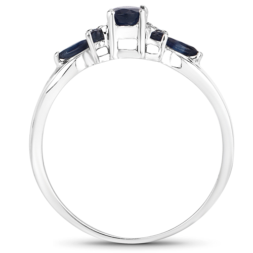 0.81 Carat Genuine Blue Sapphire .925 Sterling Silver Ring