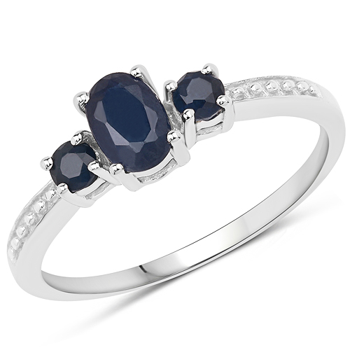 Sapphire-0.70 Carat Genuine Blue Sapphire .925 Sterling Silver Ring