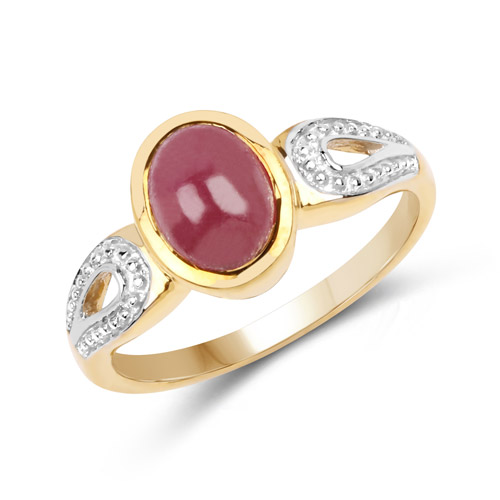 Ruby-14K Yellow Gold Plated 1.80 Carat Genuine Ruby .925 Sterling Silver Ring