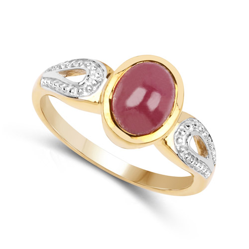 14K Yellow Gold Plated 1.80 Carat Genuine Ruby .925 Sterling Silver Ring
