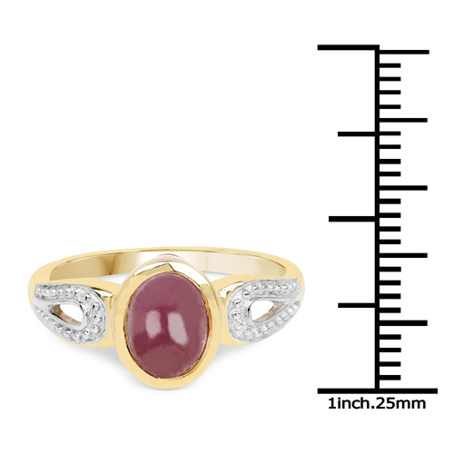 14K Yellow Gold Plated 1.80 Carat Genuine Ruby .925 Sterling Silver Ring