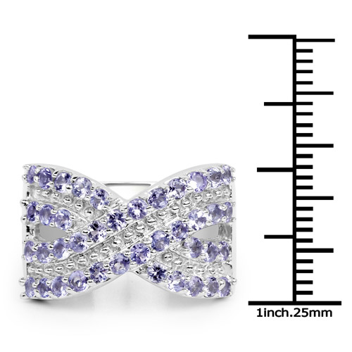 1.20 Carat Genuine Tanzanite .925 Sterling Silver Ring