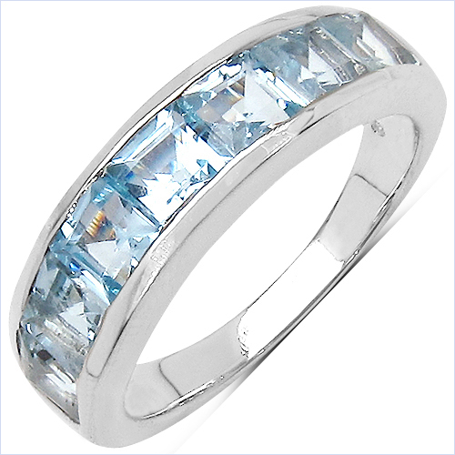 Rings-3.50 Carat Genuine Blue Topaz .925 Sterling Silver Ring