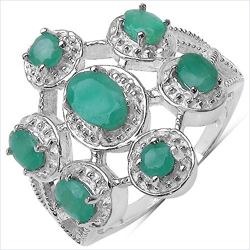 Emerald-1.29 Carat Genuine Emerald .925 Sterling Silver Ring