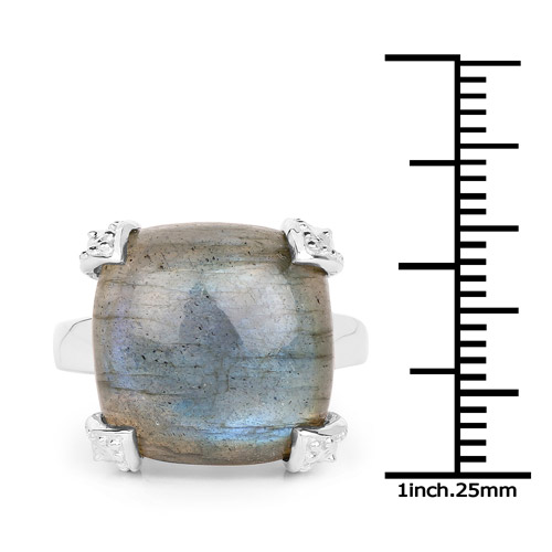 16.95 Carat Genuine Labradorite .925 Sterling Silver Ring