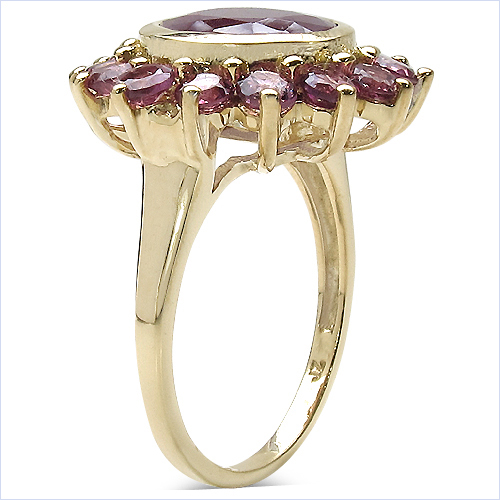 14K Yellow Gold Plated 5.07 Carat Genuine Ruby & Rhodolite .925 Sterling Silver Ring