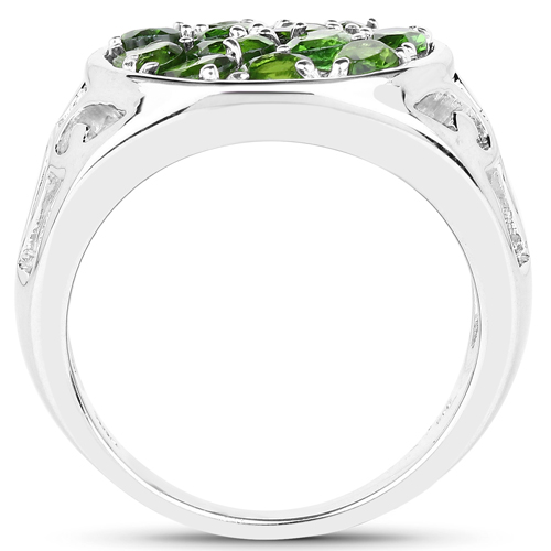 2.21 Carat Genuine Chrome Diopside .925 Sterling Silver Ring