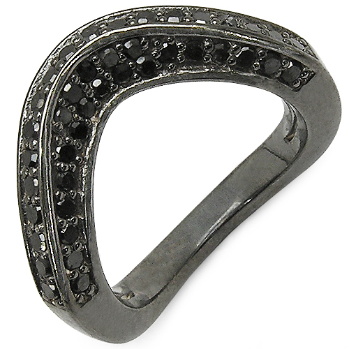 Diamond-1.02 Carat Genuine Black Diamond .925 Sterling Silver Ring
