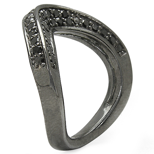 1.02 Carat Genuine Black Diamond .925 Sterling Silver Ring
