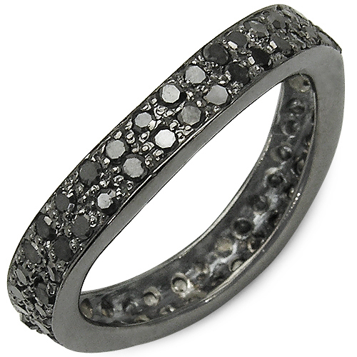 Diamond-1.11 Carat Genuine Black Diamond .925 Sterling Silver Ring