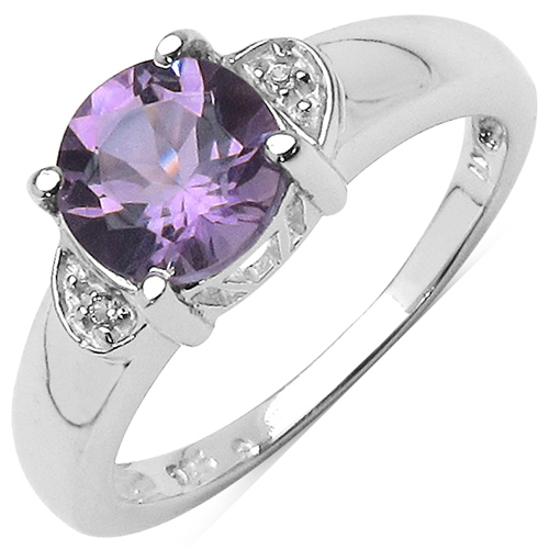 Amethyst-1.30 ct. t.w. Amethyst and White Topaz Ring in Sterling Silver