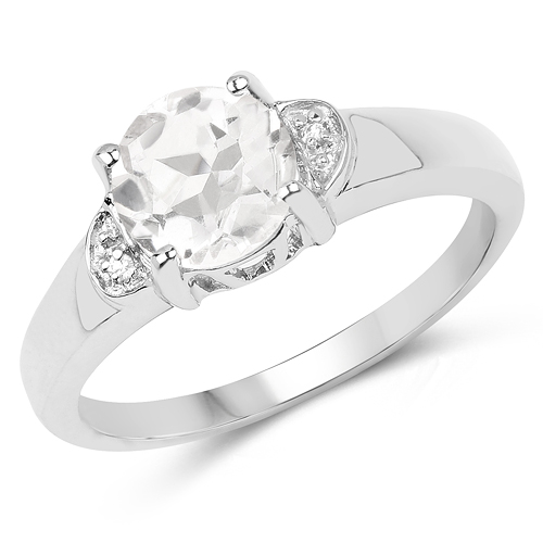 Rings-1.16 Carat Genuine Crystal Quartz & White Topaz .925 Sterling Silver Ring
