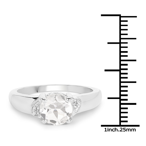 1.16 Carat Genuine Crystal Quartz & White Topaz .925 Sterling Silver Ring
