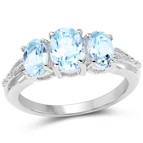 Rings-1.97 Carat Genuine Blue Topaz .925 Sterling Silver Ring