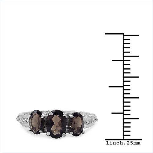 1.58 Carat Genuine Smoky Quartz .925 Sterling Silver Ring