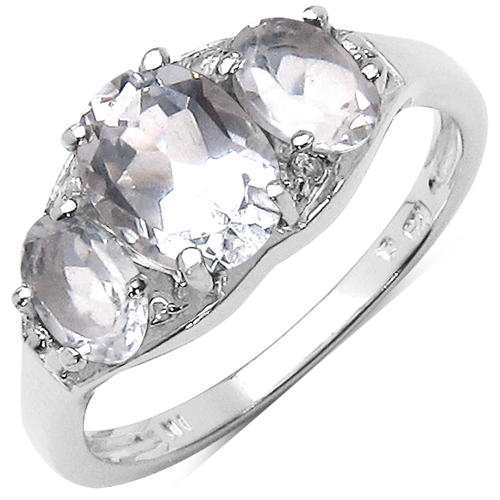 Rings-2.20 Carat Genuine Crystal Quartz & White Topaz .925 Sterling Silver Ring