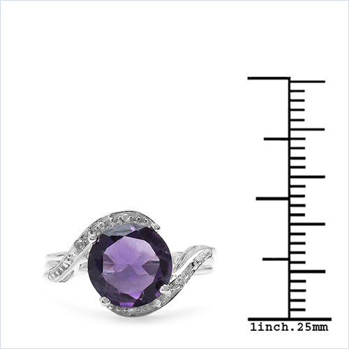 2.43 Carat Genuine Amethyst & White Topaz .925 Sterling Silver Ring