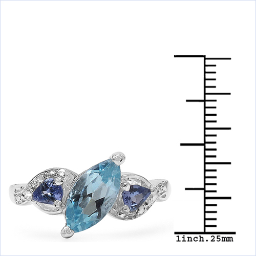 1.48 Carat Genuine Blue Topaz & Tanzanite .925 Sterling Silver Ring