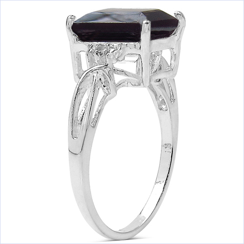 3.09 Carat Genuine Smoky Quartz & White Topaz .925 Sterling Silver Ring