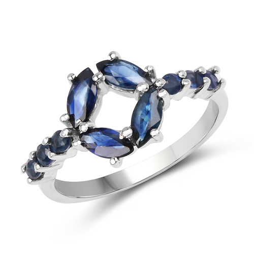 1.27 Carat Genuine Blue Sapphire .925 Sterling Silver Ring