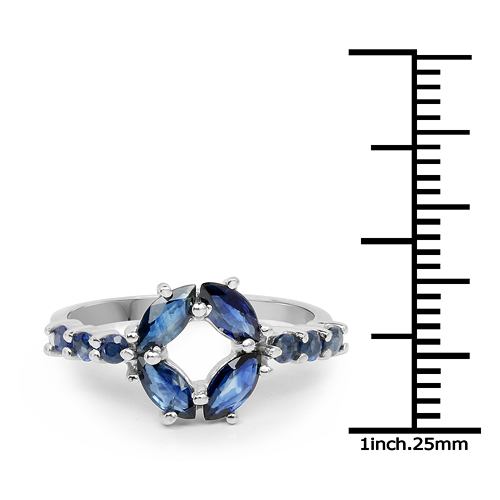 1.27 Carat Genuine Blue Sapphire .925 Sterling Silver Ring