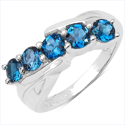 Rings-1.75 Carat Genuine London Blue Topaz .925 Sterling Silver Ring