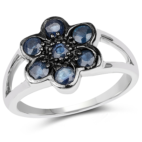 Sapphire-0.84 Carat Genuine Blue Sapphire .925 Sterling Silver Ring