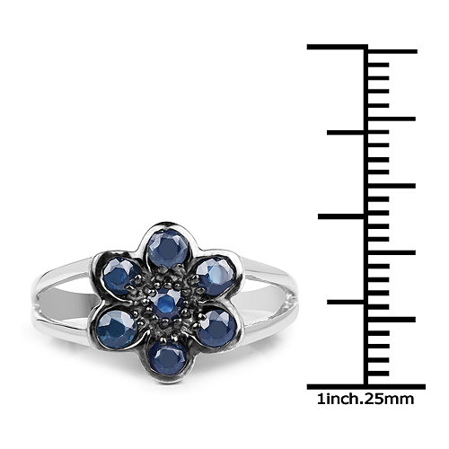0.84 Carat Genuine Blue Sapphire .925 Sterling Silver Ring