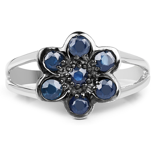 0.84 Carat Genuine Blue Sapphire .925 Sterling Silver Ring