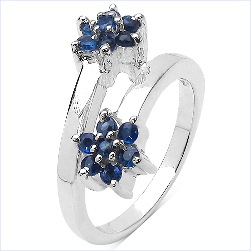 0.63 Carat Genuine Blue Sapphire .925 Sterling Silver Ring