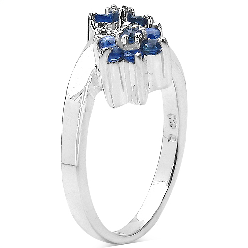 0.63 Carat Genuine Blue Sapphire .925 Sterling Silver Ring