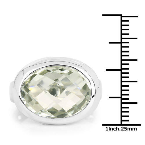 7.90 Carat Genuine Green Amethyst .925 Sterling Silver Ring