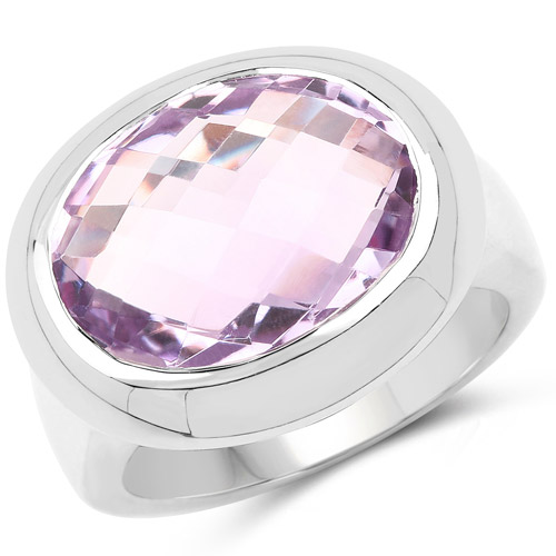 Amethyst-8.00 Carat Genuine Pink Amethyst .925 Sterling Silver Ring