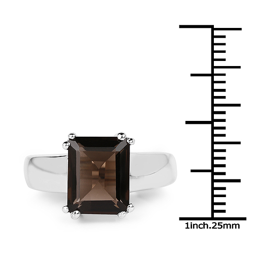 3.05 Carat Genuine Smoky Quartz .925 Sterling Silver Ring