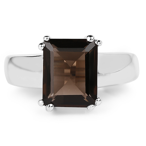 3.05 Carat Genuine Smoky Quartz .925 Sterling Silver Ring