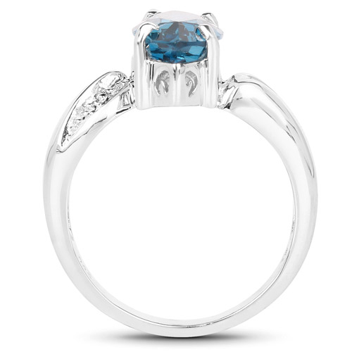 3.05 Carat Genuine London Blue Topaz .925 Sterling Silver Ring