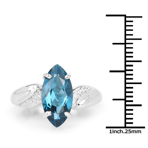 3.05 Carat Genuine London Blue Topaz .925 Sterling Silver Ring