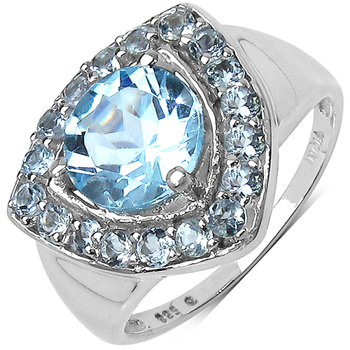 Rings-2.97 Carat Genuine Blue Topaz .925 Sterling Silver Ring